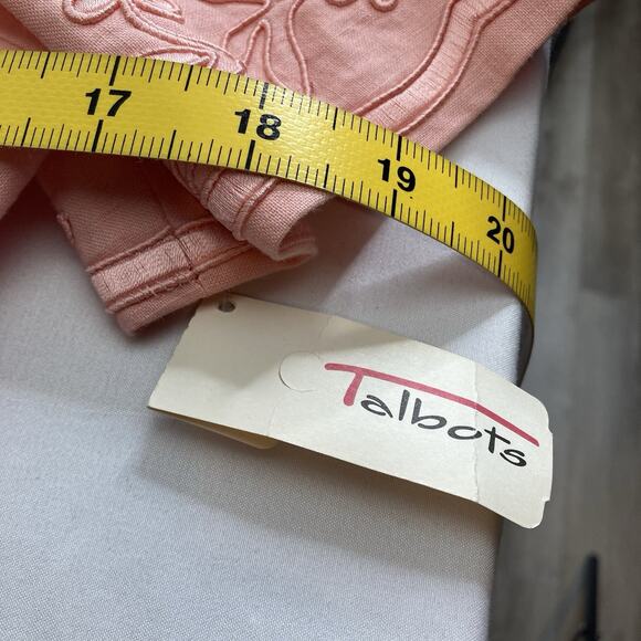 Vintage Talbots Peach Embroidered Linen Midi Dress Size 4 Spring Cottagecore - Picture 5 of 13